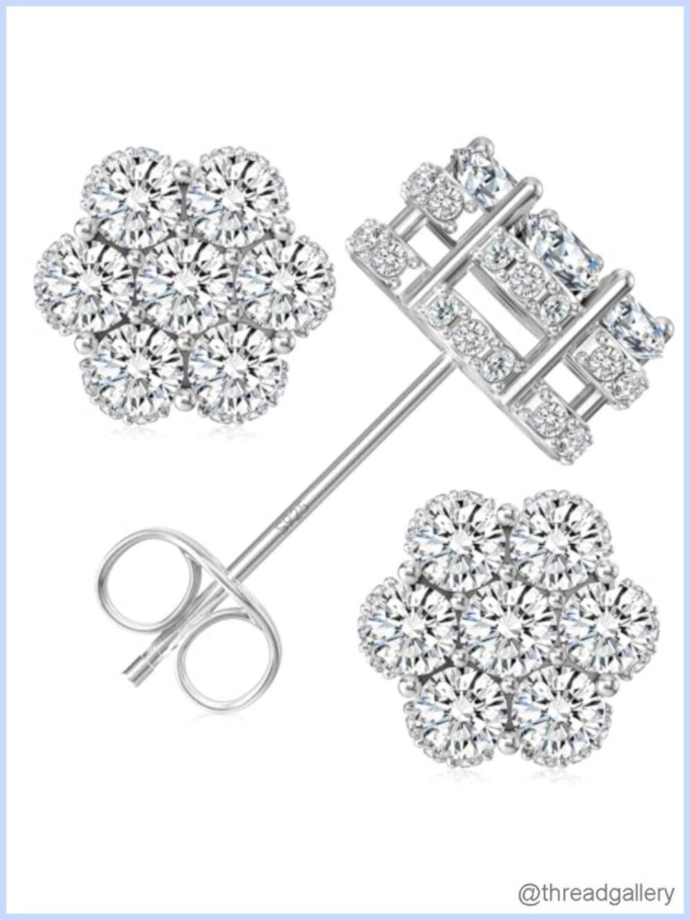 Moissanite Flower Cluster Stud Earrings 925 Sterling Silver Hypoallergenic